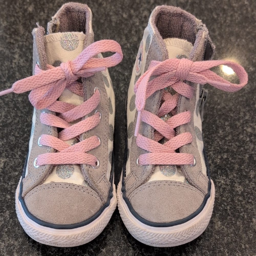 Converse Kids High-Top Sneakers with Pink and Gray Accents